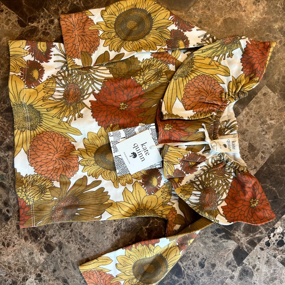 Kate Quinn Kids Floral Long Sleeve Tee - Orange, Yellow, Brown